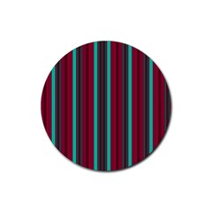 Red Blue Line Vertical Rubber Round Coaster (4 Pack)  by Mariart