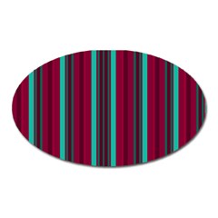 Red Blue Line Vertical Oval Magnet by Mariart