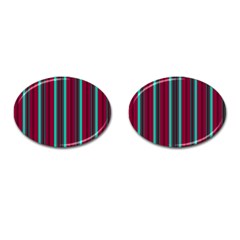 Red Blue Line Vertical Cufflinks (oval)