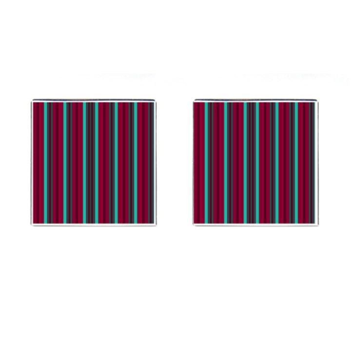 Red Blue Line Vertical Cufflinks (Square)