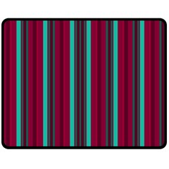 Red Blue Line Vertical Double Sided Fleece Blanket (medium)  by Mariart