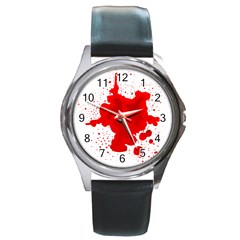 Red Blood Transparent Round Metal Watch