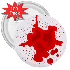 Red Blood Transparent 3  Buttons (100 Pack) 