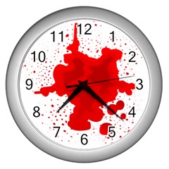 Red Blood Transparent Wall Clocks (silver) 