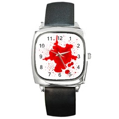 Red Blood Transparent Square Metal Watch by Mariart