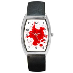 Red Blood Transparent Barrel Style Metal Watch by Mariart