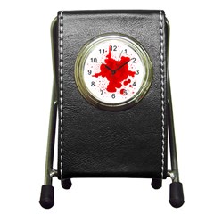 Red Blood Transparent Pen Holder Desk Clocks