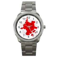 Red Blood Transparent Sport Metal Watch