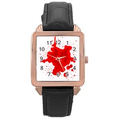 Red Blood Transparent Rose Gold Leather Watch  by Mariart