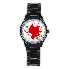 Red Blood Transparent Stainless Steel Round Watch by Mariart