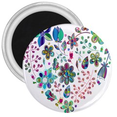 Prismatic Psychedelic Floral Heart Background 3  Magnets