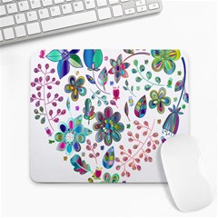 Prismatic Psychedelic Floral Heart Background Large Mousepads