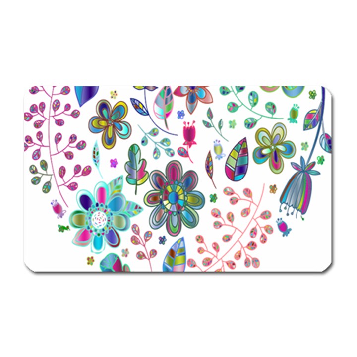 Prismatic Psychedelic Floral Heart Background Magnet (Rectangular)