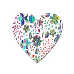 Prismatic Psychedelic Floral Heart Background Heart Magnet