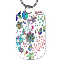 Prismatic Psychedelic Floral Heart Background Dog Tag (one Side) by Mariart