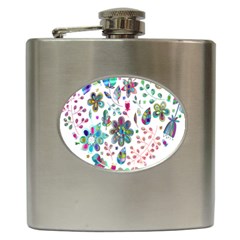 Prismatic Psychedelic Floral Heart Background Hip Flask (6 Oz) by Mariart