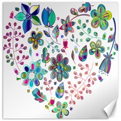 Prismatic Psychedelic Floral Heart Background Canvas 16  X 16  