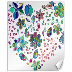 Prismatic Psychedelic Floral Heart Background Canvas 16  X 20  