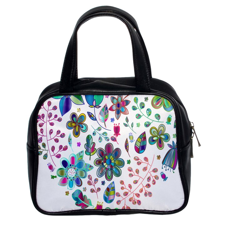 Prismatic Psychedelic Floral Heart Background Classic Handbags (2 Sides)