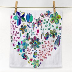 Prismatic Psychedelic Floral Heart Background Face Towel