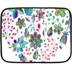 Prismatic Psychedelic Floral Heart Background Fleece Blanket (mini) by Mariart