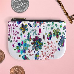 Prismatic Psychedelic Floral Heart Background Mini Coin Purses