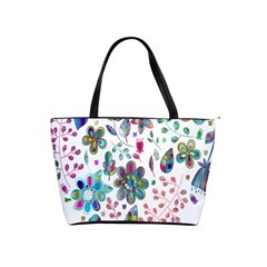 Prismatic Psychedelic Floral Heart Background Shoulder Handbags