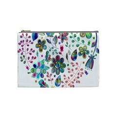 Prismatic Psychedelic Floral Heart Background Cosmetic Bag (medium)  by Mariart