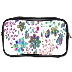 Prismatic Psychedelic Floral Heart Background Toiletries Bags