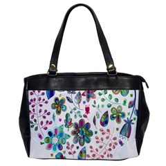 Prismatic Psychedelic Floral Heart Background Office Handbags