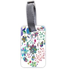 Prismatic Psychedelic Floral Heart Background Luggage Tags (two Sides) by Mariart