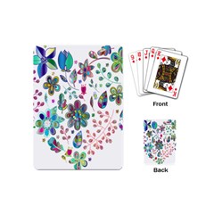 Prismatic Psychedelic Floral Heart Background Playing Cards (mini)  by Mariart