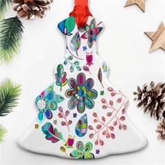 Prismatic Psychedelic Floral Heart Background Christmas Tree Ornament (two Sides)