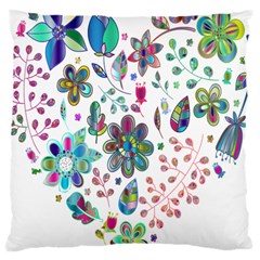 Prismatic Psychedelic Floral Heart Background Large Cushion Case (one Side)