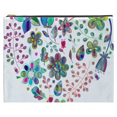 Prismatic Psychedelic Floral Heart Background Cosmetic Bag (xxxl)  by Mariart