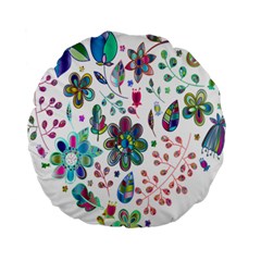 Prismatic Psychedelic Floral Heart Background Standard 15  Premium Round Cushions