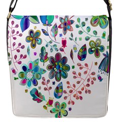 Prismatic Psychedelic Floral Heart Background Flap Messenger Bag (s)