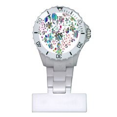 Prismatic Psychedelic Floral Heart Background Plastic Nurses Watch