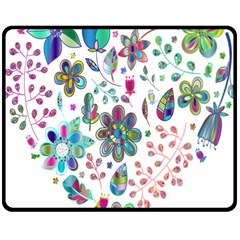 Prismatic Psychedelic Floral Heart Background Double Sided Fleece Blanket (medium) 