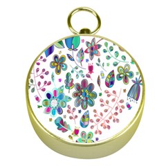 Prismatic Psychedelic Floral Heart Background Gold Compasses by Mariart