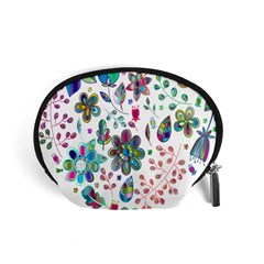 Prismatic Psychedelic Floral Heart Background Accessory Pouches (small) 