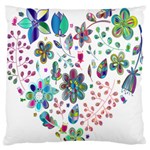 Prismatic Psychedelic Floral Heart Background Large Flano Cushion Case (One Side) Front