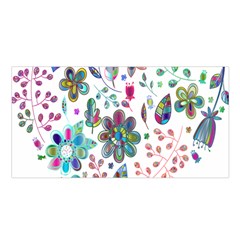 Prismatic Psychedelic Floral Heart Background Satin Shawl