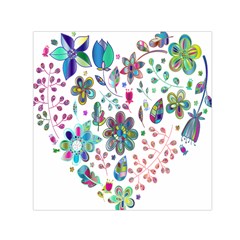 Prismatic Psychedelic Floral Heart Background Small Satin Scarf (square)