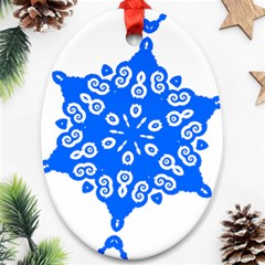 Snowflake Art Blue Cool Polka Dots Ornament (oval)