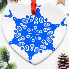 Snowflake Art Blue Cool Polka Dots Ornament (heart)