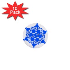 Snowflake Art Blue Cool Polka Dots 1  Mini Buttons (10 Pack) 