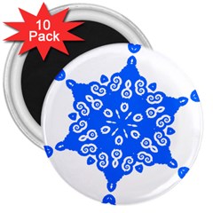 Snowflake Art Blue Cool Polka Dots 3  Magnets (10 Pack) 