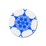 Snowflake Art Blue Cool Polka Dots Rubber Round Coaster (4 pack)  Front