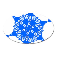 Snowflake Art Blue Cool Polka Dots Oval Magnet by Mariart